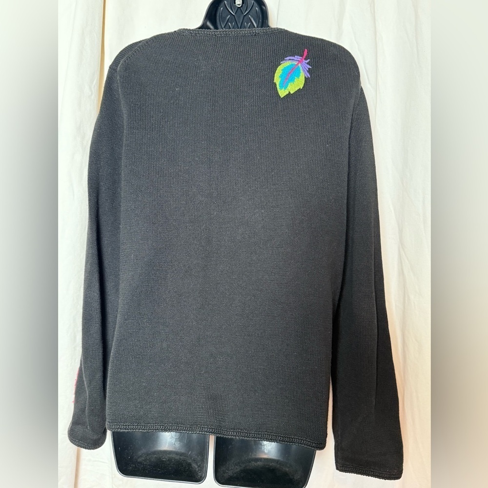 Michael Simon Vintage Embroidered Feathers Button-Down Sweater (1998) Sz M - Picture 3 of 5